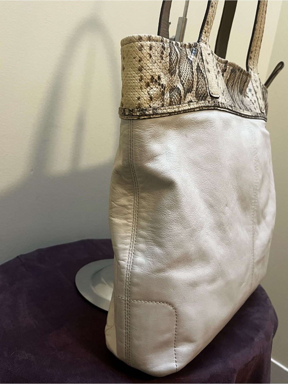 Coach Audrey Python Embossed Op Art Leather Slim Tote - Picture 3 of 12